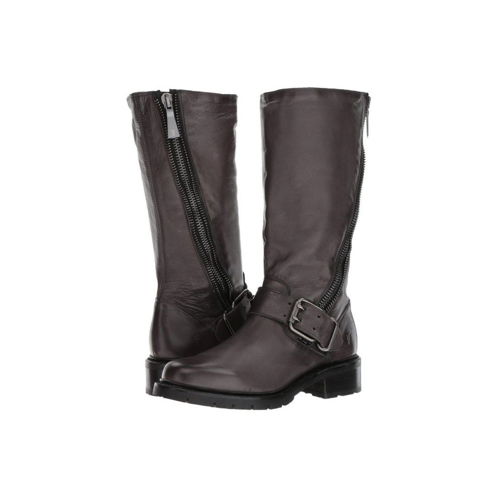 FRYE Samantha Zip Tall Motorcyle Boot Charcoal